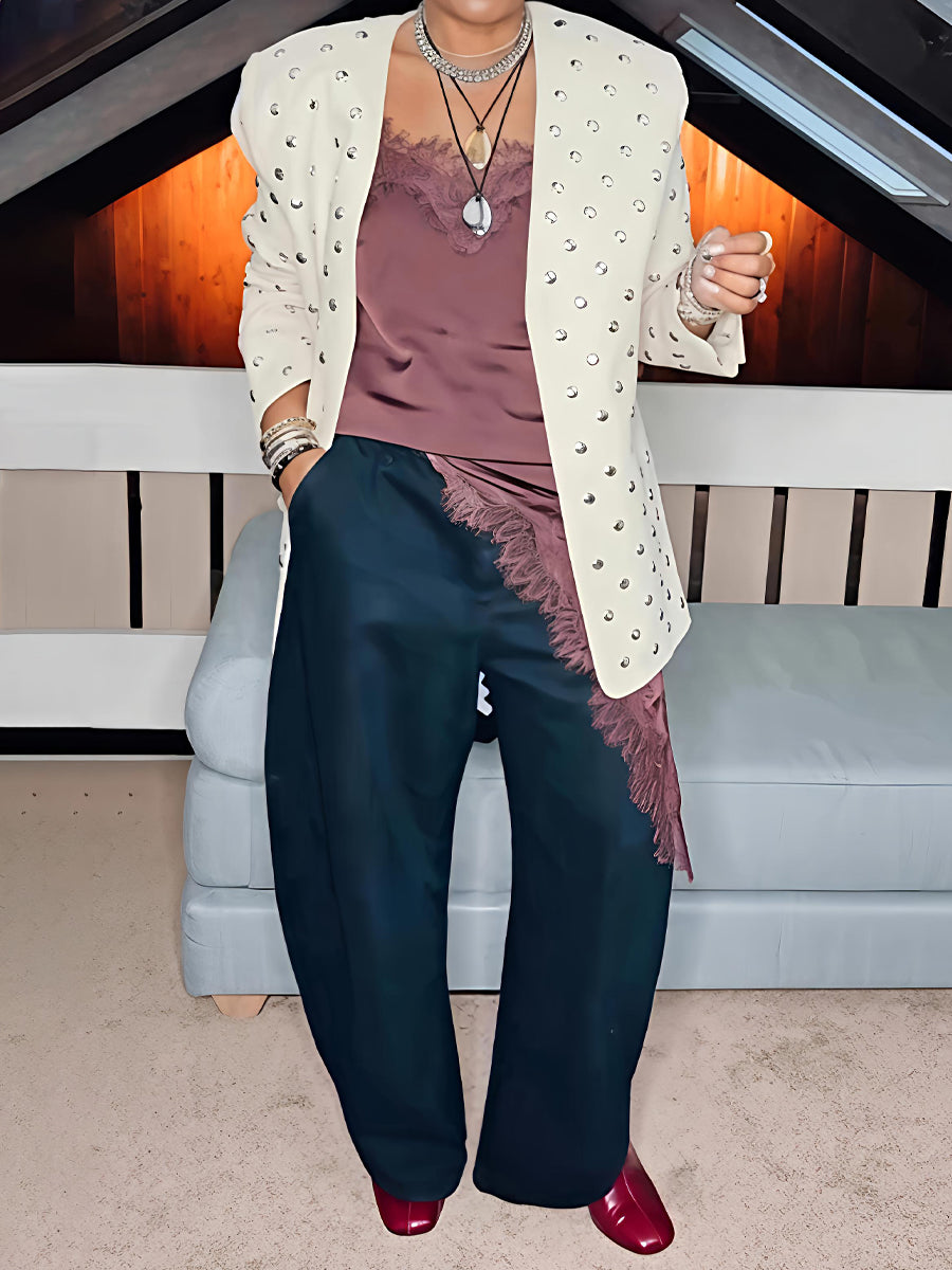 Studded Simple Oversized Blazer