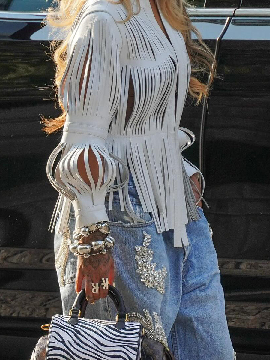 Hollowed Out Long Sleeve Jacket